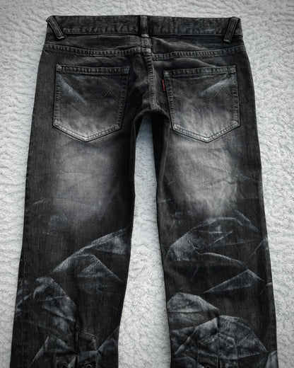 Tornado Mart Backlace Crystal Washed Flared Jeans