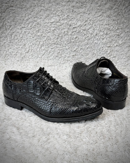 Boss Sunwen Depth Sculpted Crocodile Leather Dress Boots