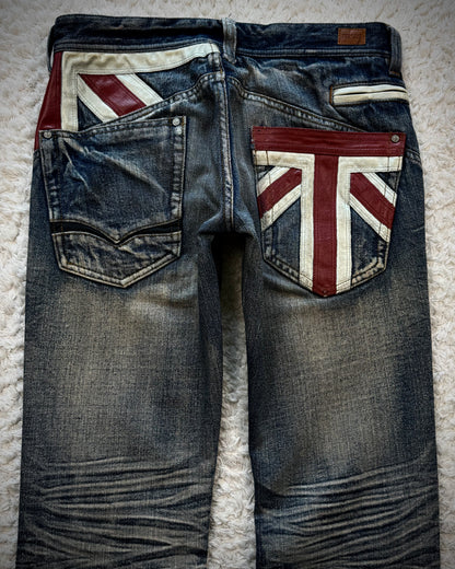 Nicole Club Leather UK Flag Whiskered Denim
