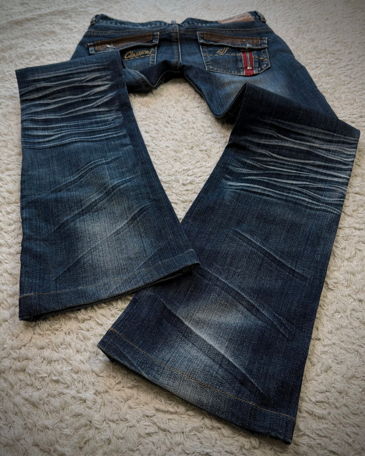 Classical Elf Whisker Washed Vintage Flared Jeans
