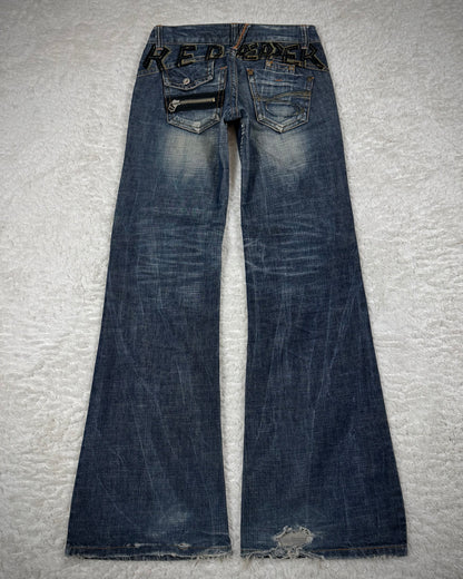 Red Pepper Vintage Embroidered Flared Denim