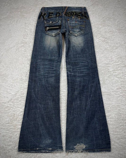Red Pepper Vintage Embroidered Flared Denim