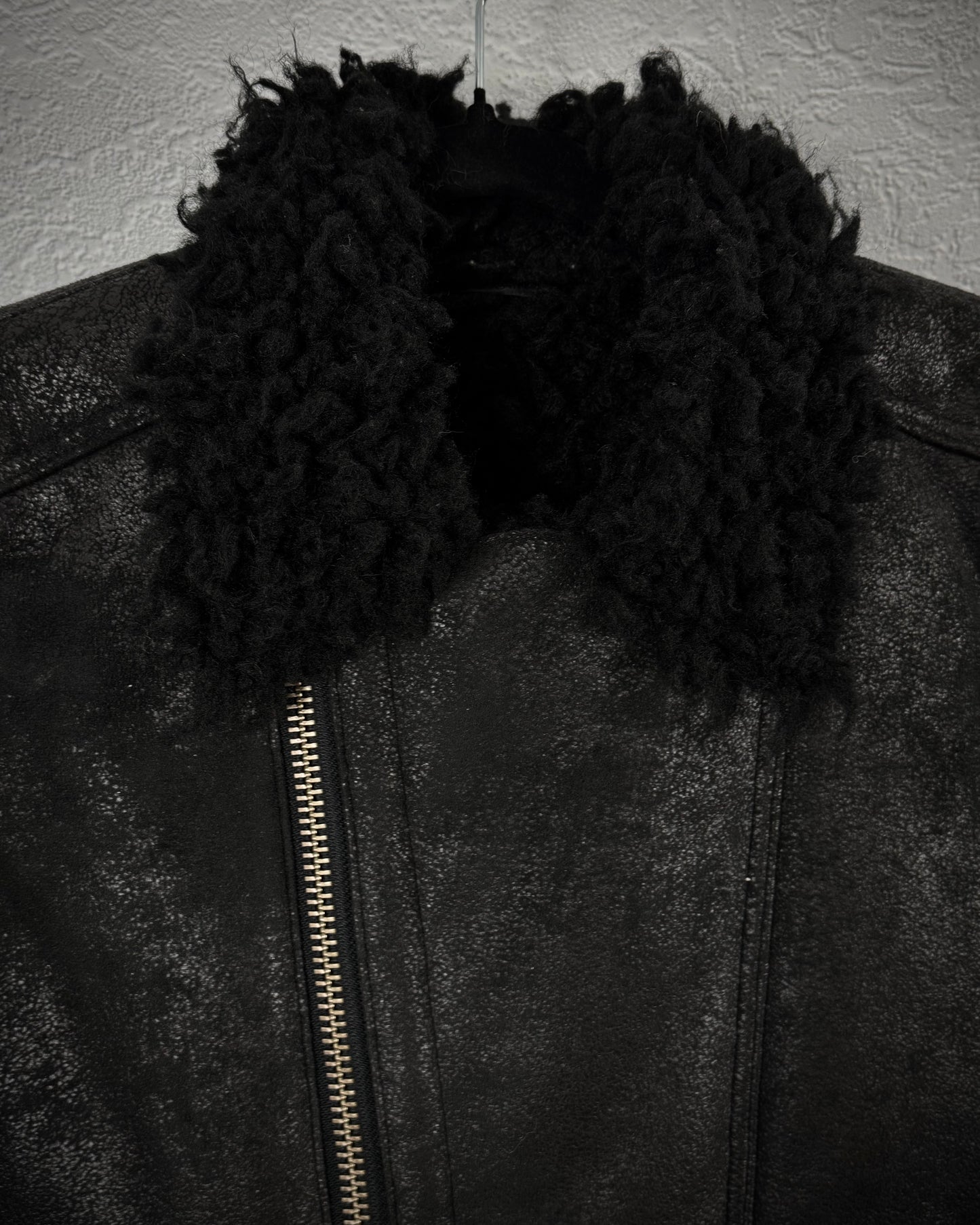 Custom Culture Luster Textured Shearling Biker Jacket