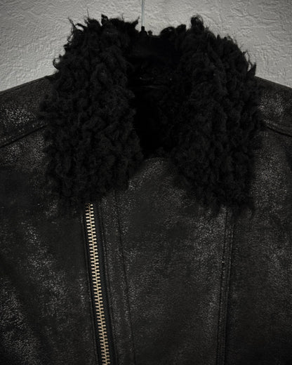 Custom Culture Luster Textured Shearling Biker Jacket