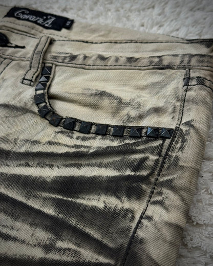 CavariA Leopard Repaired Clawmarks Bootcut Denim