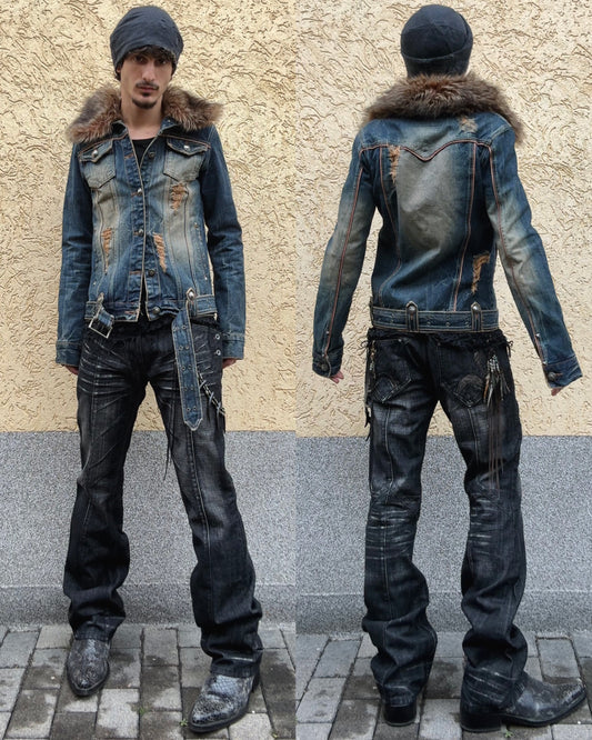 Nicole Club Clawmarks Washed Python Detailed Bootcut Jeans