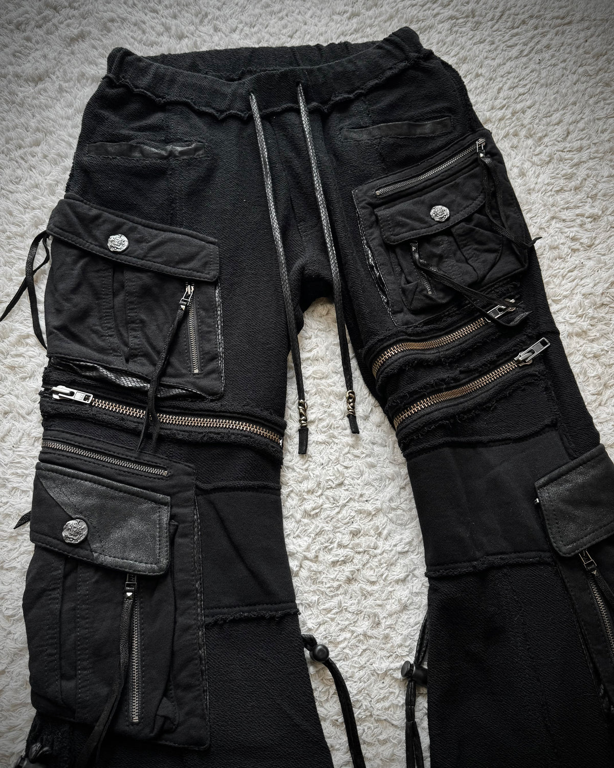 14th Addiction Python Detailed Flared Cargo Sweatpants
