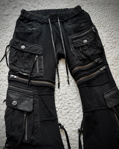14th Addiction Python Detailed Flared Cargo Sweatpants