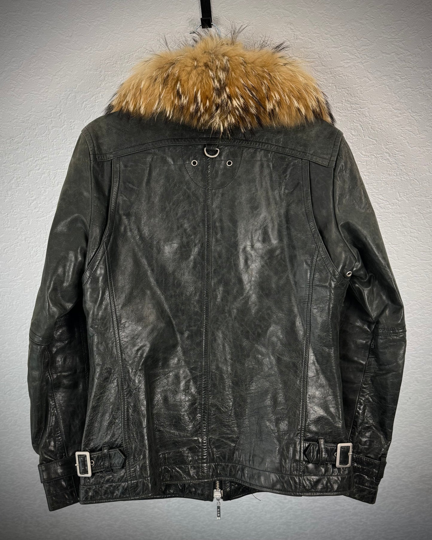 A.S.M. Chunky Fur Collar Leather Jacket