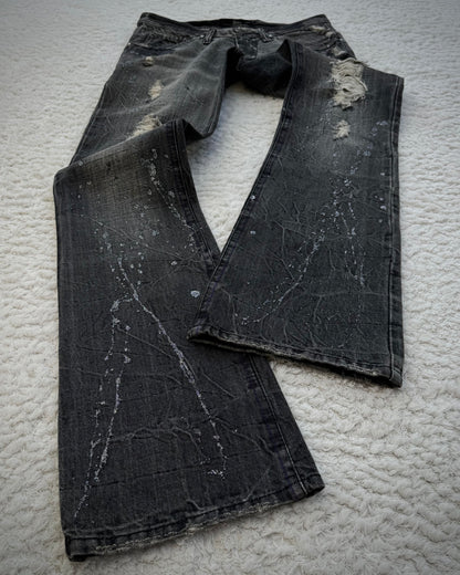 Midas Silver Splatter Coated Distressed Bootcut Denim