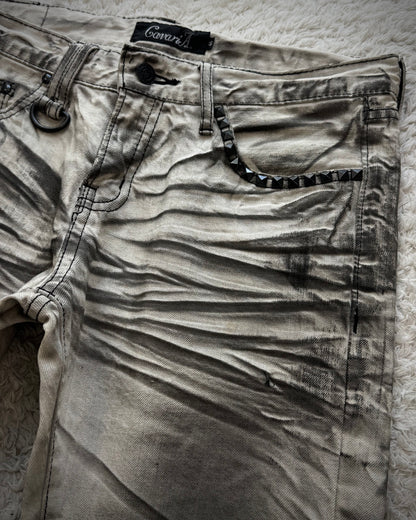 CavariA Leopard Repaired Clawmarks Bootcut Jeans