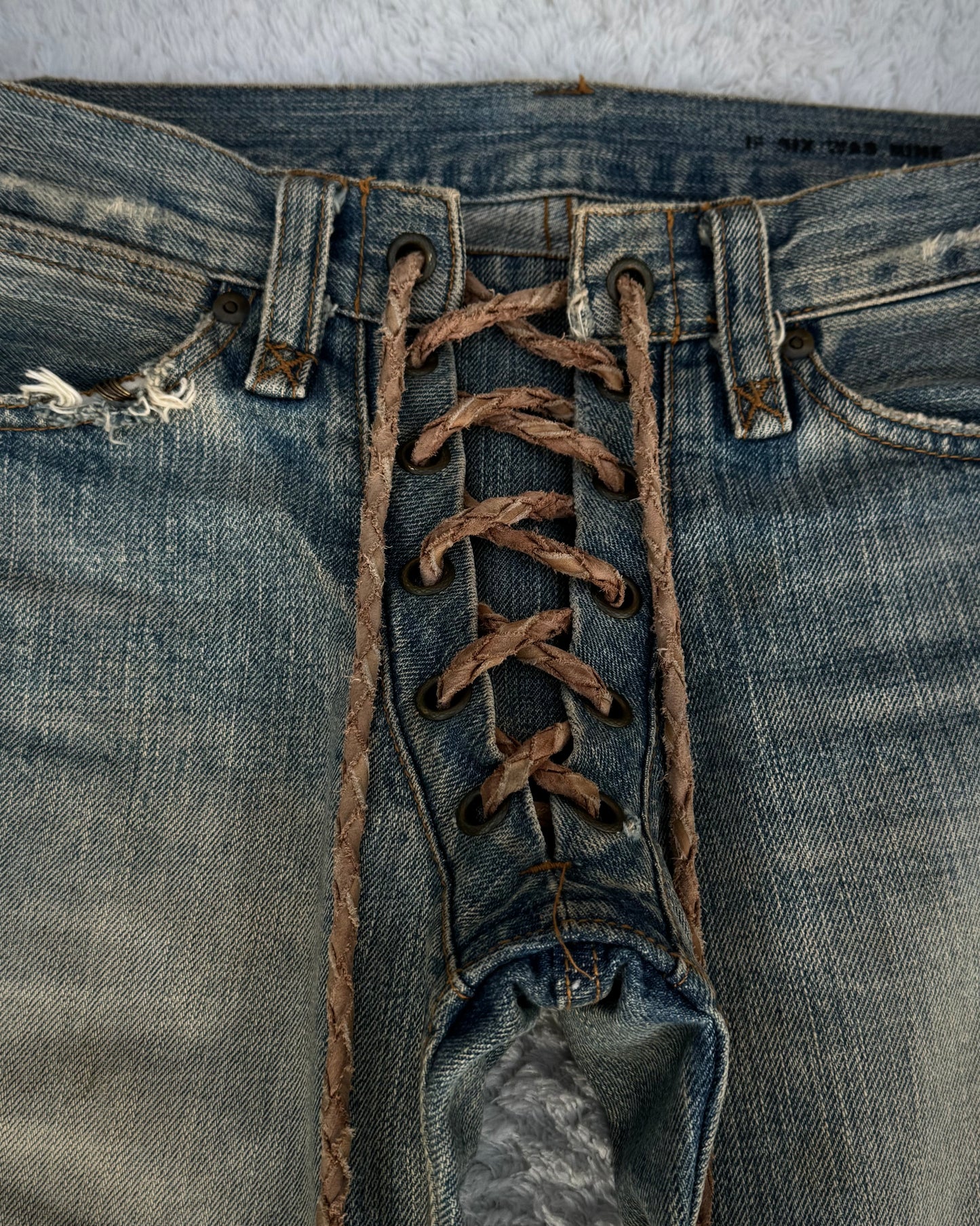 IfSixWasNine Mud Max Pierced Lace Up Bootcut Jeans