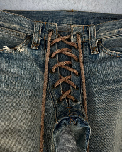 IfSixWasNine Mud Max Pierced Lace Up Bootcut Jeans