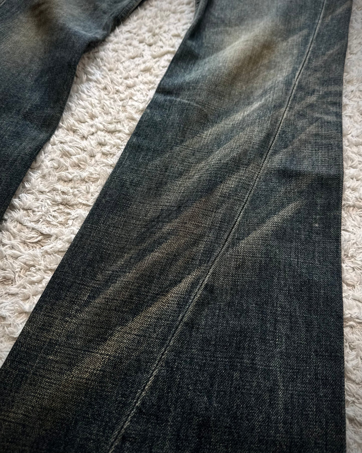 Tornado Mart Mud Whisker Washed Spiral Flared Jeans