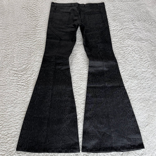 Dee Dee Waxed Python Pattern Bell Bottom Flared Denim