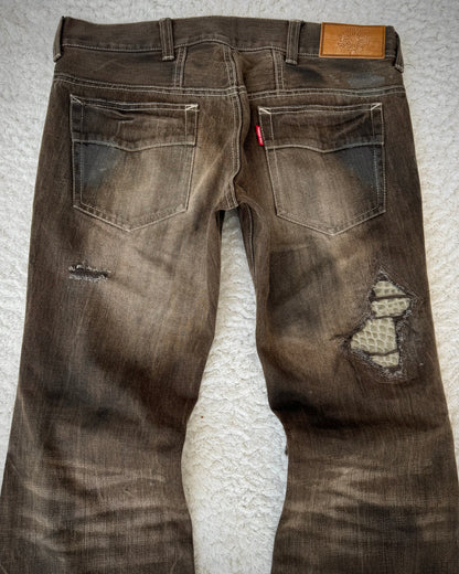 Tornado Mart Croc Repaired Flared Jeans