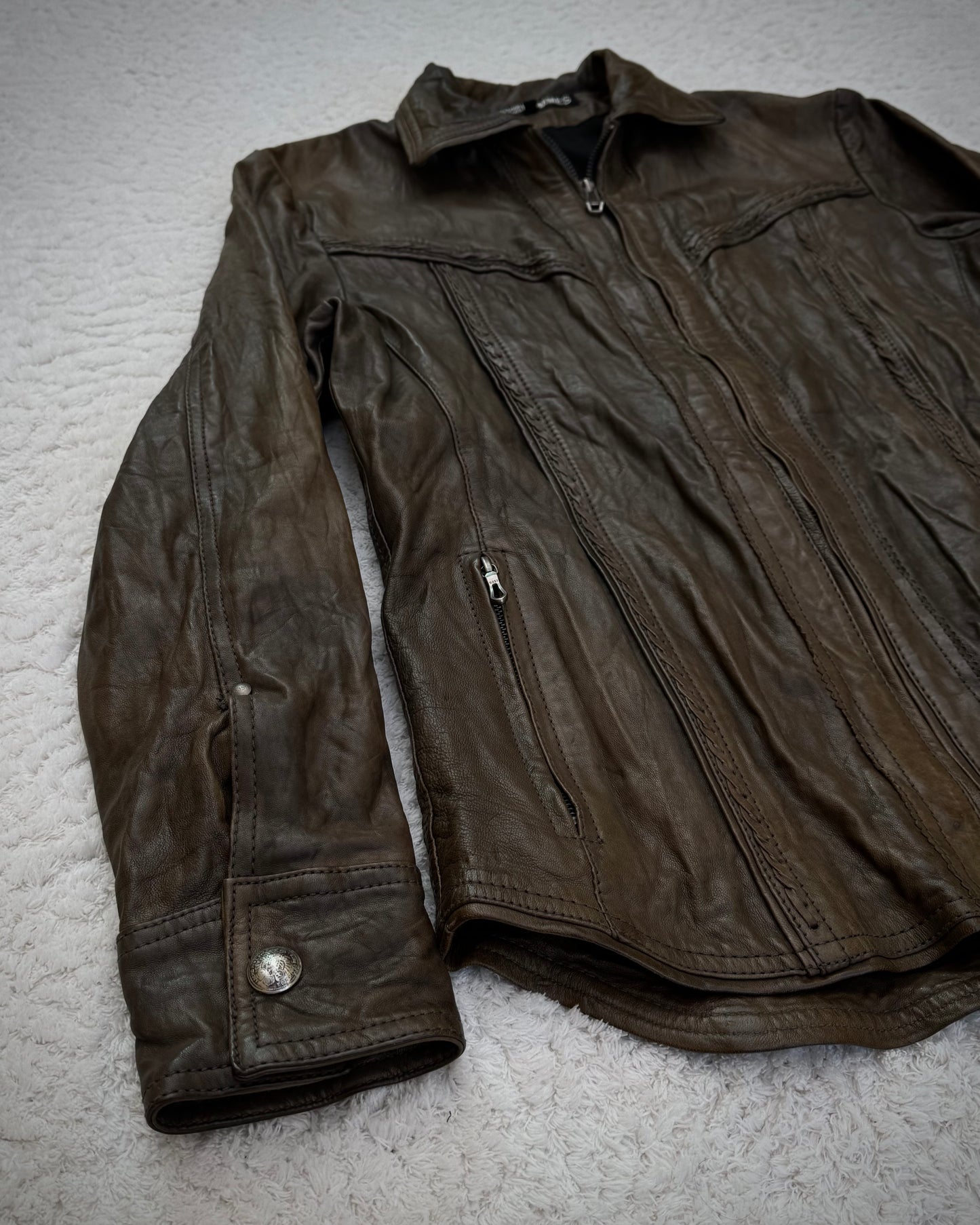 5351 Pour Les Hommes Scar Stitched Sheepskin Leather Jacket