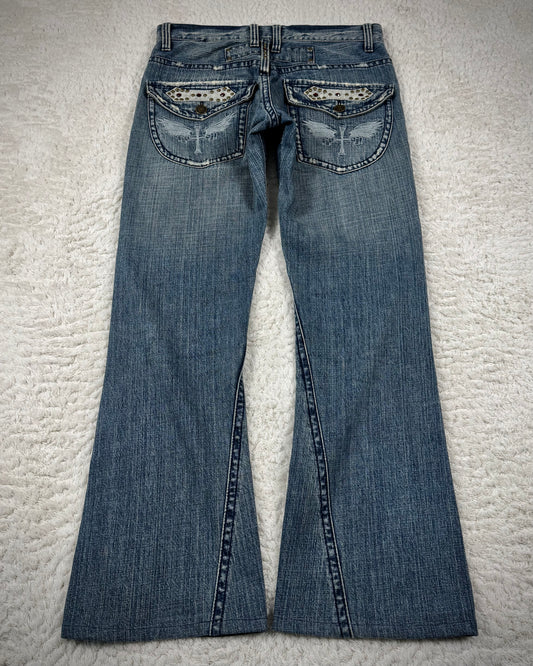 Ultimax Vintage Studded Spiral Flared Jeans