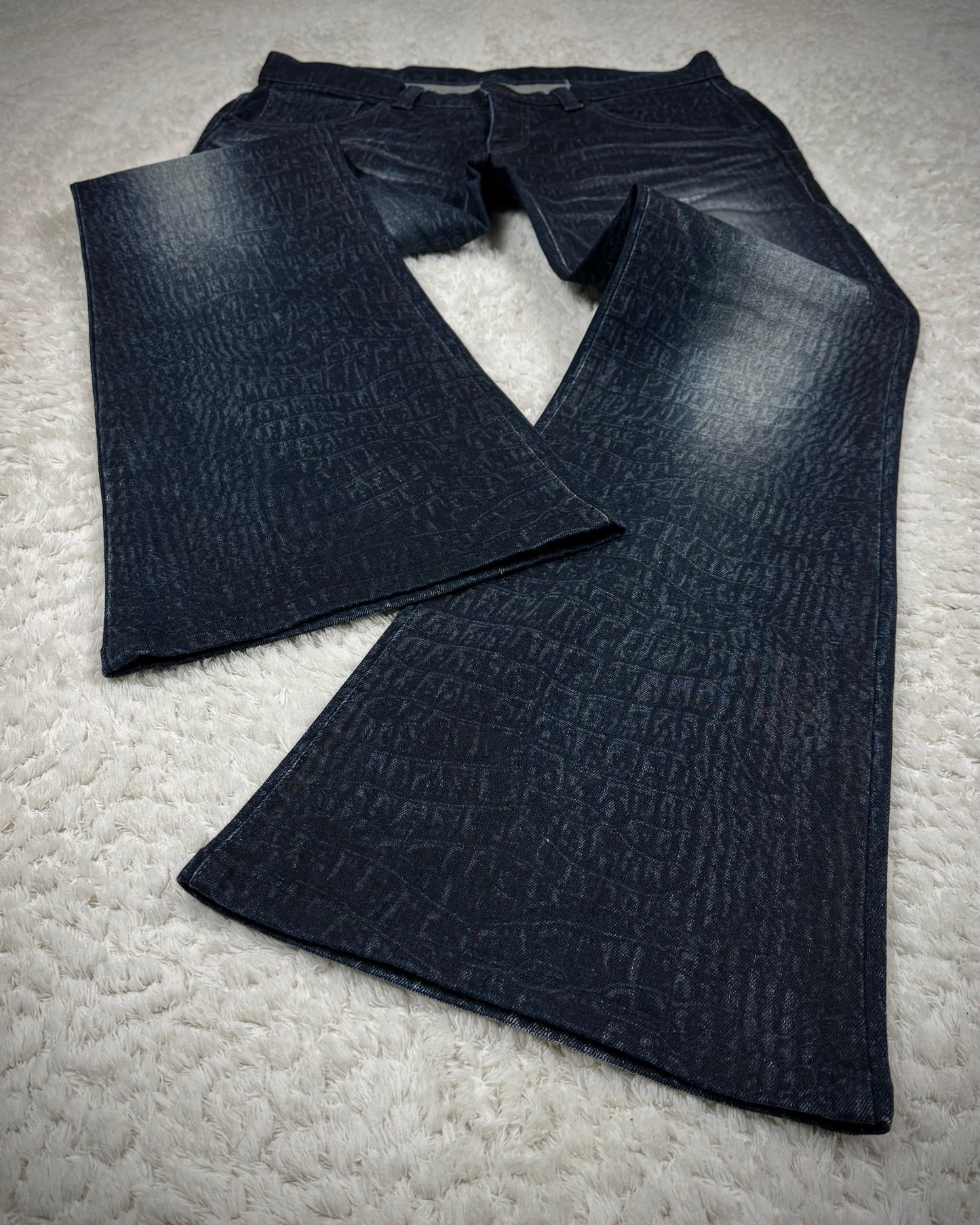 Tornado Mart Crocodile Washed Flared Jeans