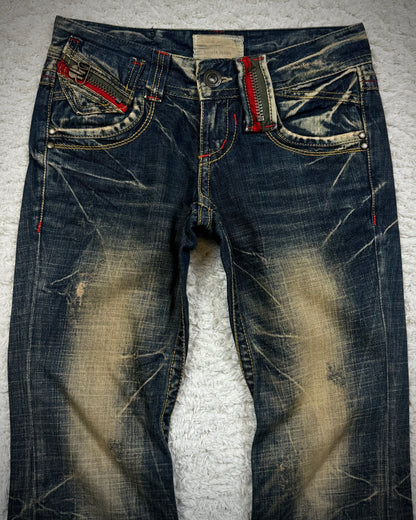 Lolita Mud Washed Zippered Flared Jeans