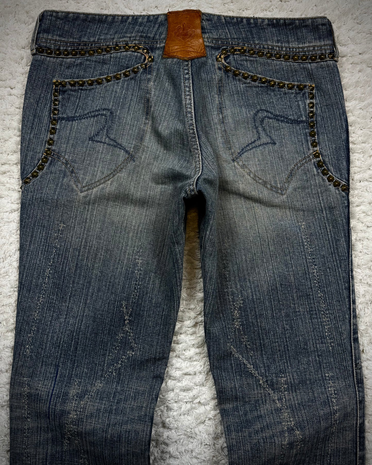 Obelisk Star Studded Vintage Flared Jeans