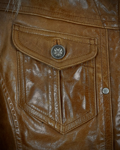 A.S.M. Raccoon Fur Café Leather Jacket