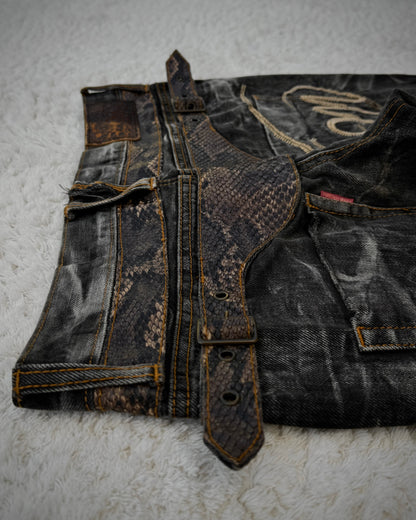 Tornado Mart Python Belted Flared Jeans