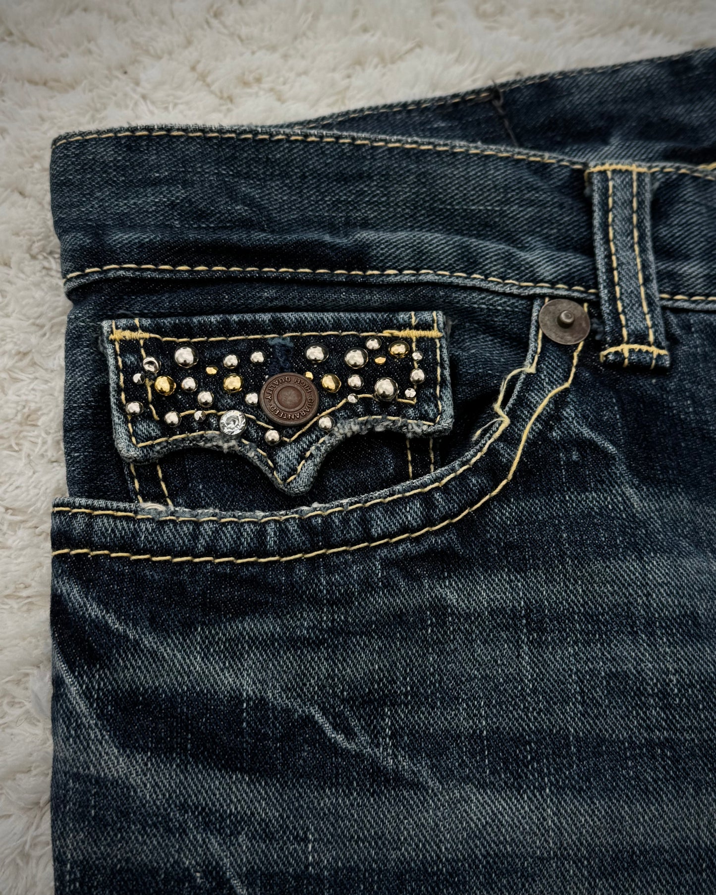Irish Western Studded Repaired Distressing Jeans