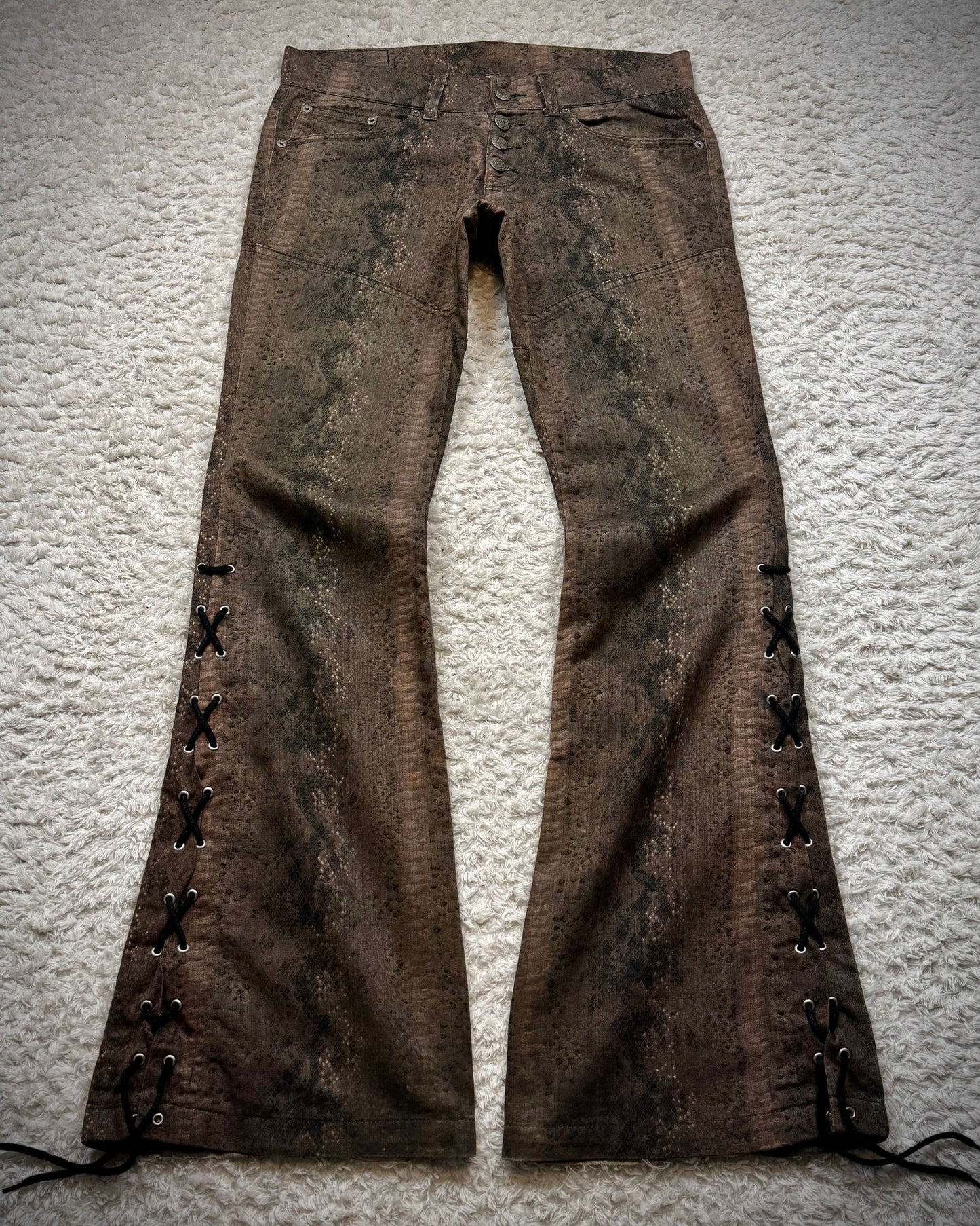 Tornado Mart Python Lace Up Flared Pants