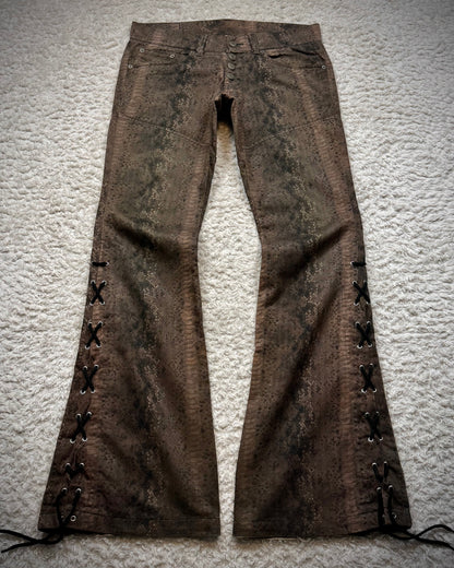 Tornado Mart Python Lace Up Flared Pants