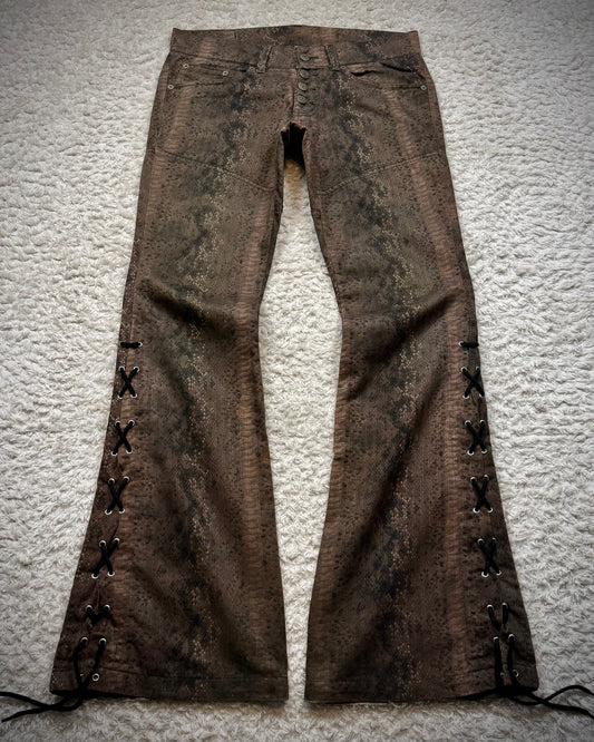 Tornado Mart Python Lace Up Flared Pants