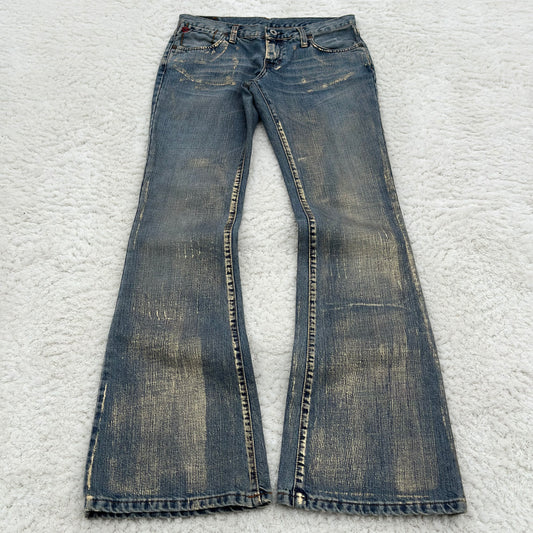 Casucci Gold Washed Flared Jeans