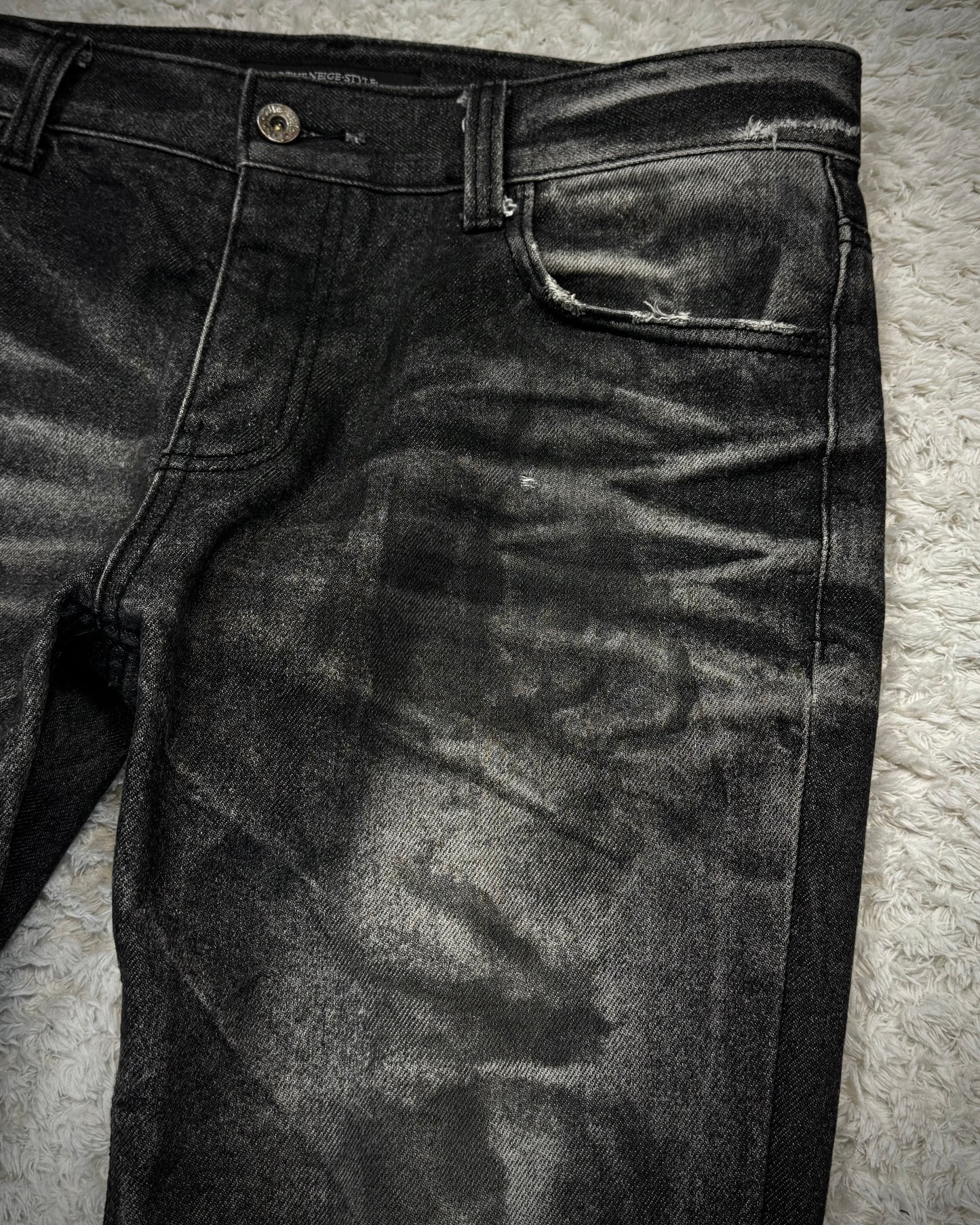 Of The Neige Charcoal Whisker Washed Bootcut Denim