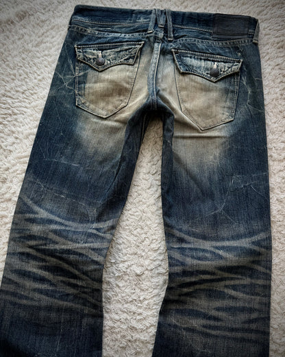 Murder License Mud Whiskered Honeycomb Washed Flared Jeans