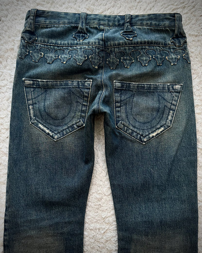 Henry Duarte Sculpted Hem Lace Up Flared Jeans