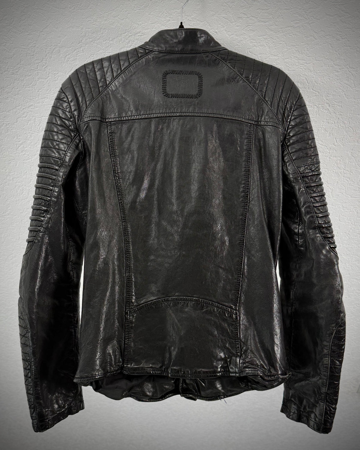 Tigha Ribbed Leather Biker Jacket