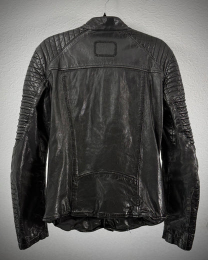 Tigha Ribbed Leather Biker Jacket