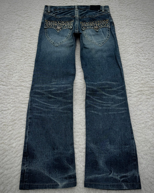Irish Western Studded Repaired Distressing Jeans