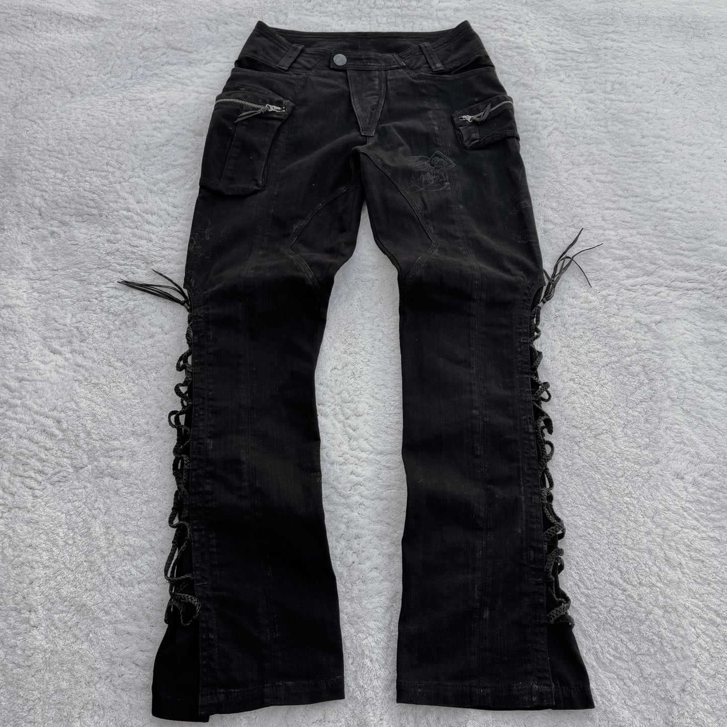 14th Addiction Leather Lace-Up Pants