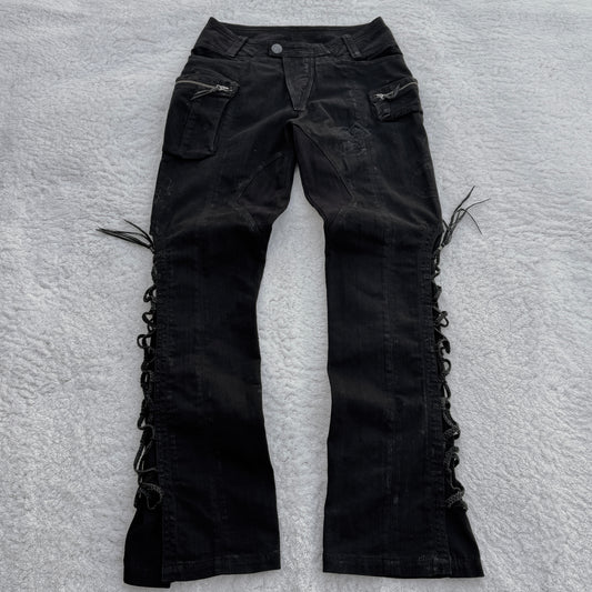 14th Addiction Leather Lace-Up Pants