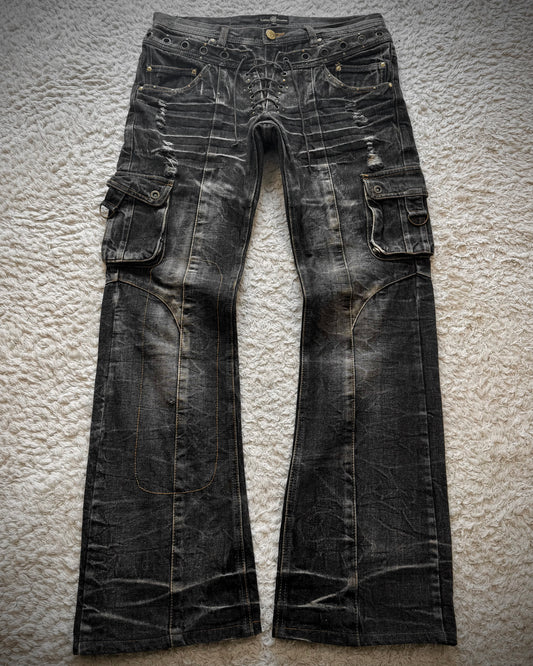 Lowbox Double Waisted Lace Up Bootcut Jeans