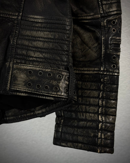 True Prodigy Grommeted Vintage Leather Biker Jacket