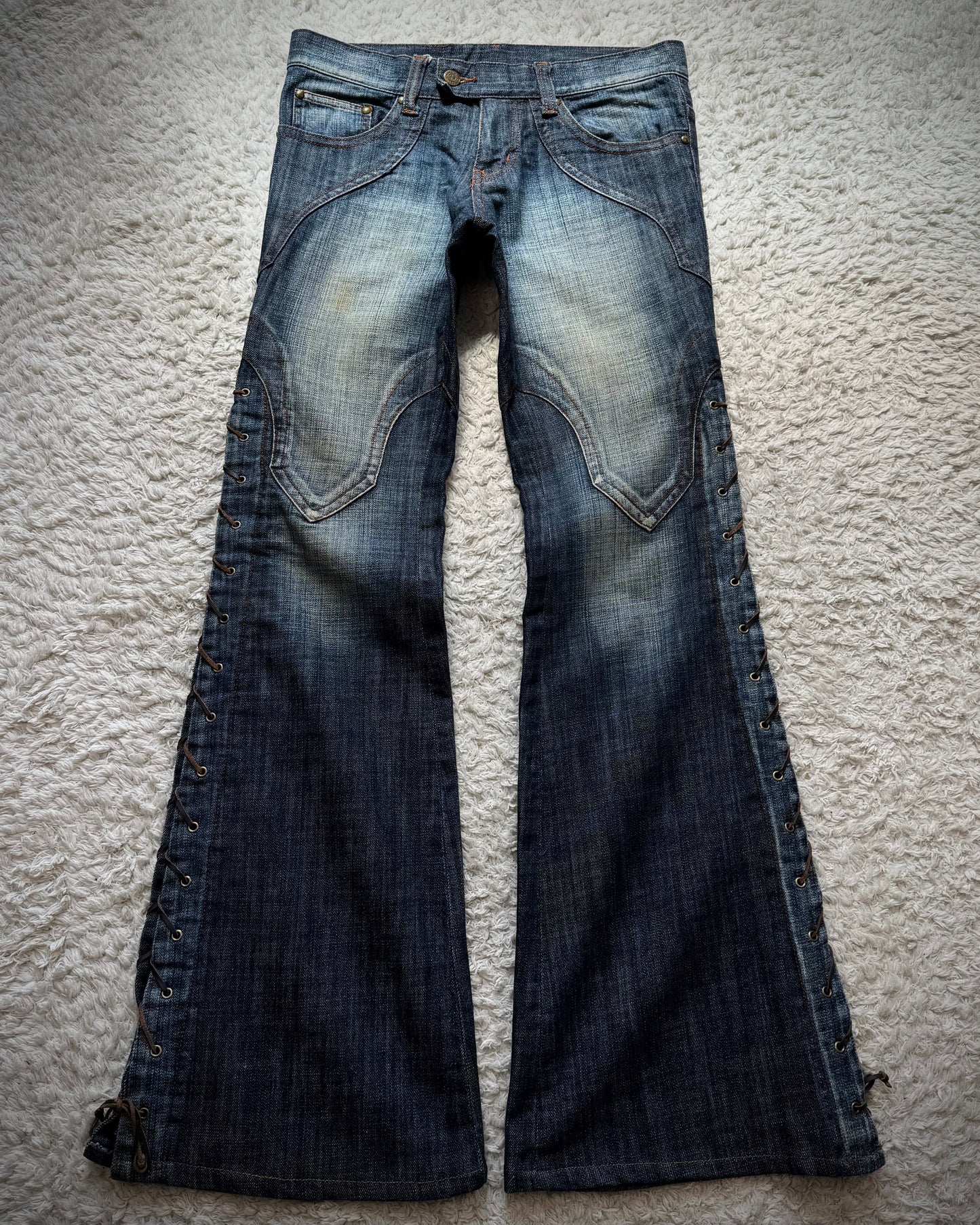 Tornado Mart Vintage Lace Up Flared Denim