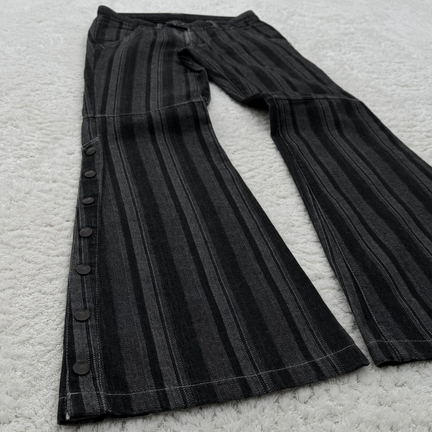 Tornado Mart Pinstripe Button-Up Flared Jeans