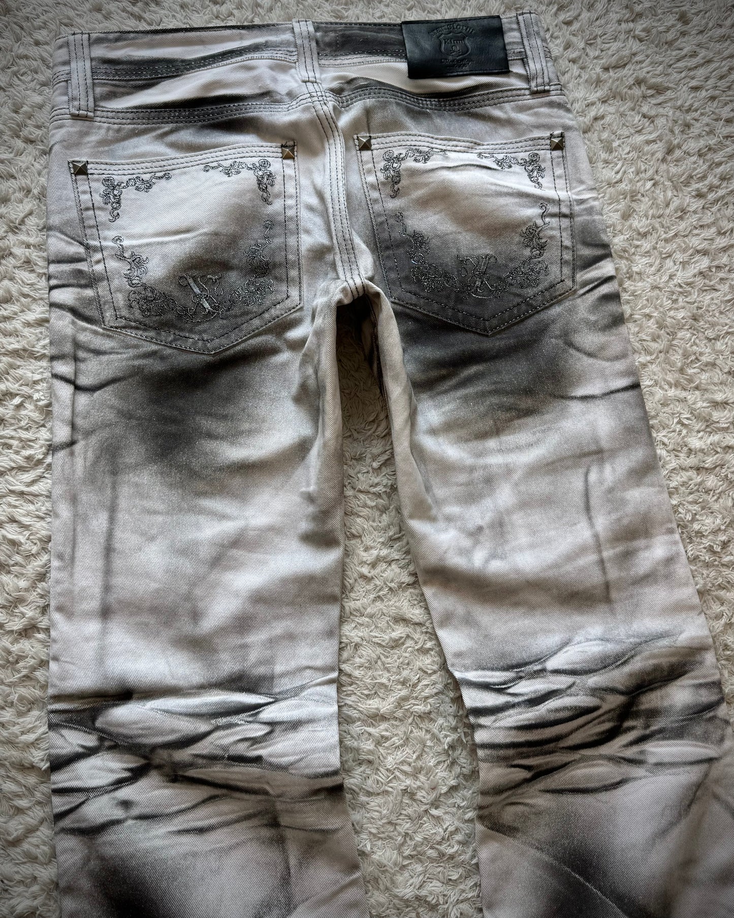 Xfrm Metallic Clawmarks Coated Flared Jeans