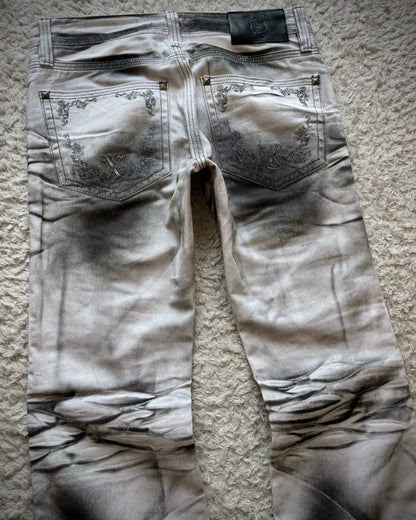 Xfrm Metallic Clawmarks Coated Flared Jeans