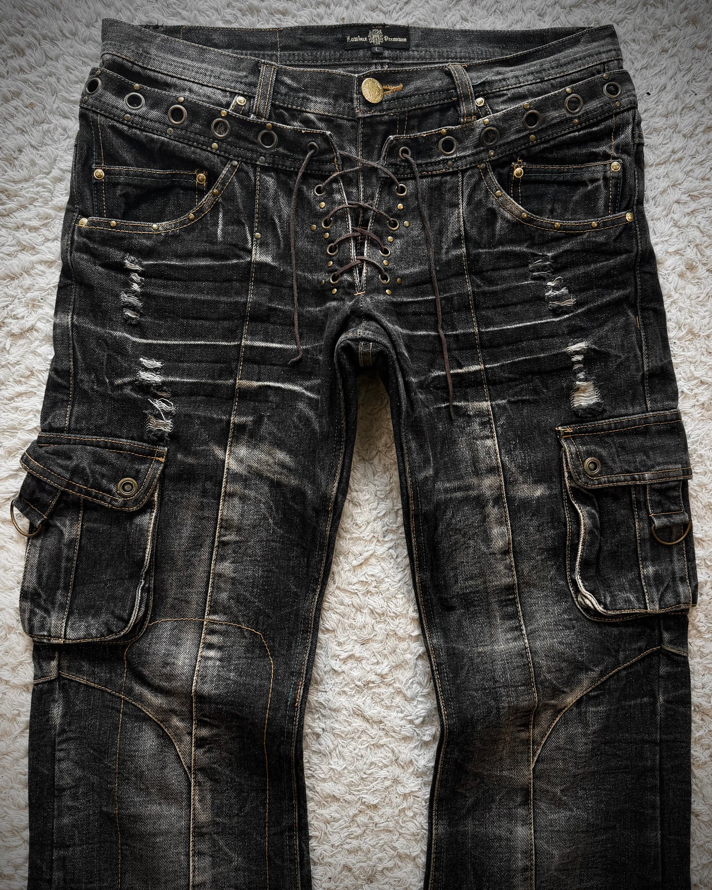 Lowbox Double Waisted Lace Up Bootcut Jeans
