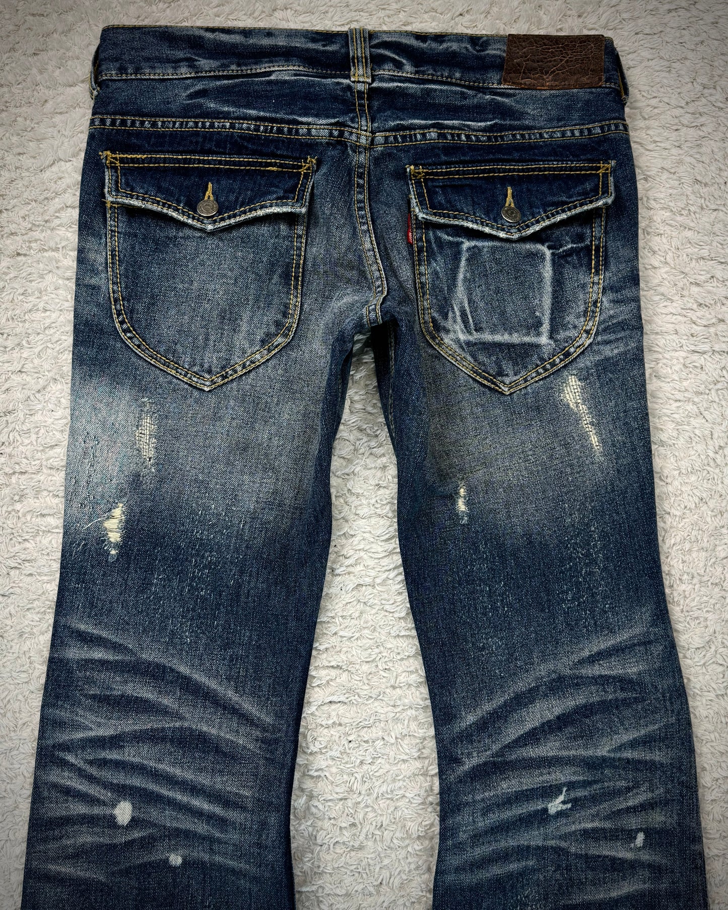 Tornado Mart Stitch Repaired Distressing Clawmarks Flared Jeans