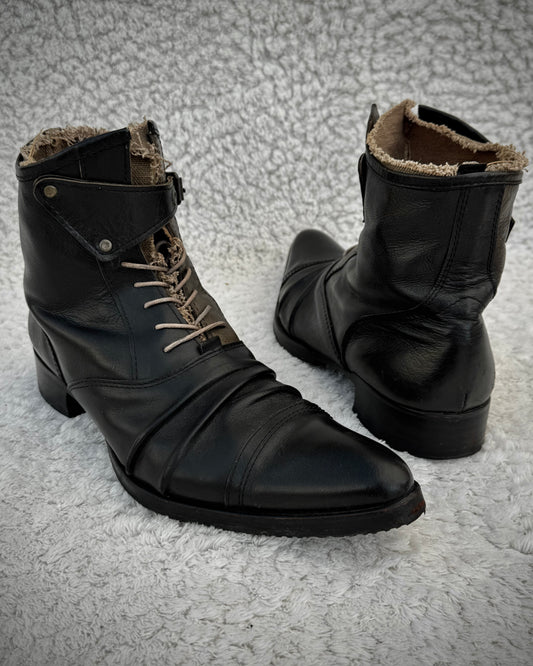 Alfredo Bannister Layered Wrinkled Leather Pointed Boots