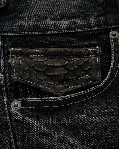 Tornado Mart Python Detailed Mud Claw Marks Washed Flared Jeans